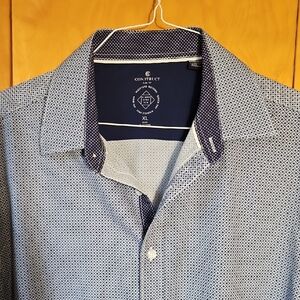 Men's Construct Blue Patterned Button Down Shirt No Iron Moisture Wicking